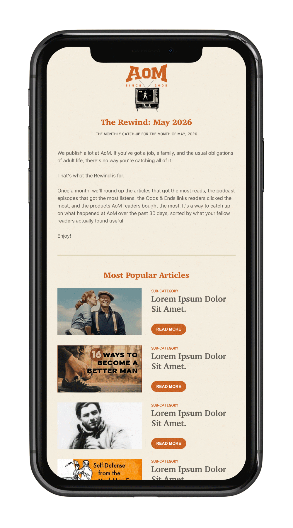 Monthly Rewind newsletter preview